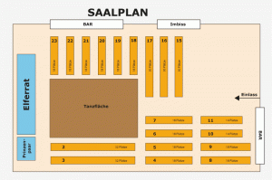 Saalplan des Gemeindezentrums Neuburg